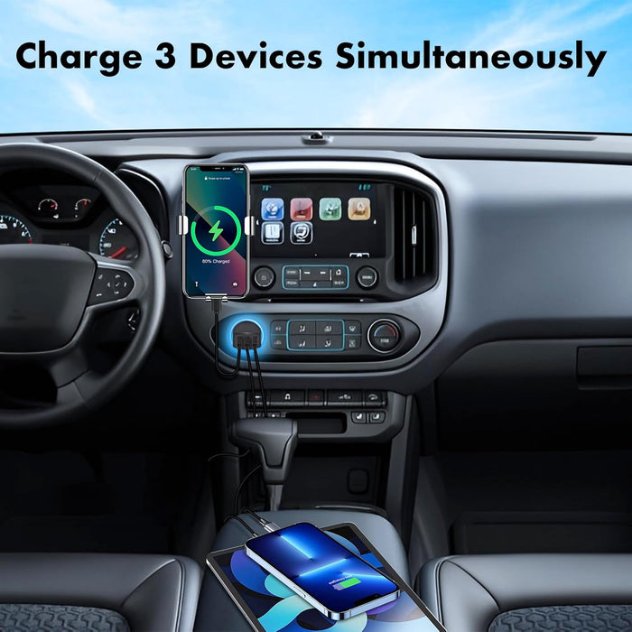 USB Car Charger – 24W 3-Port Fast Charging Adapter for iPhone, Samsung & More