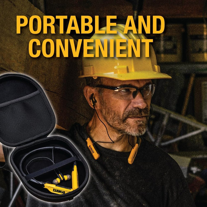 DEWALT Heavy Duty Protective Case – Neckband Earbuds Travel Storage