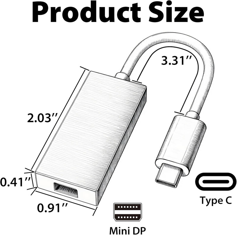 Cyberguys Mini DisplayPort to USB-C Adapter – 4K@60Hz Thunderbolt 3 Converter for Mac
