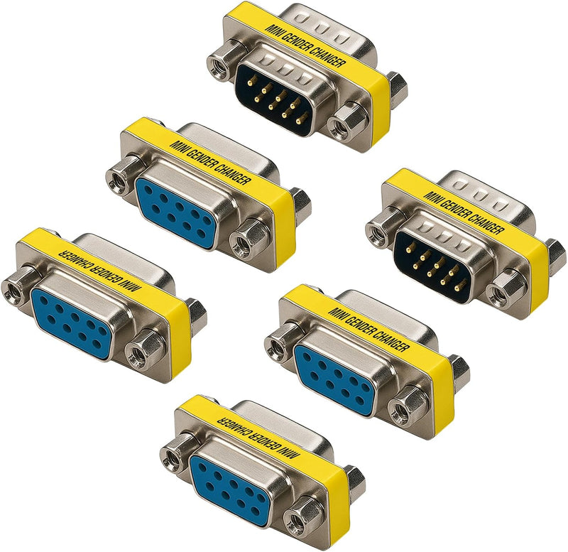 Cyberguys DB9 Gender Changer RS232 Serial Adapter Set (F/F, M/M, M/F) Slimline Connector for PC, Modem, Router, Switch, POS, Printer