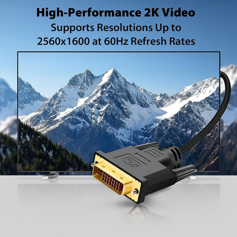 Cyberguys Dual Link DVI Cable – Gold-Plated DVI-D Cord w/Screw Lock, 2560x1600@60Hz, 1080P@120Hz