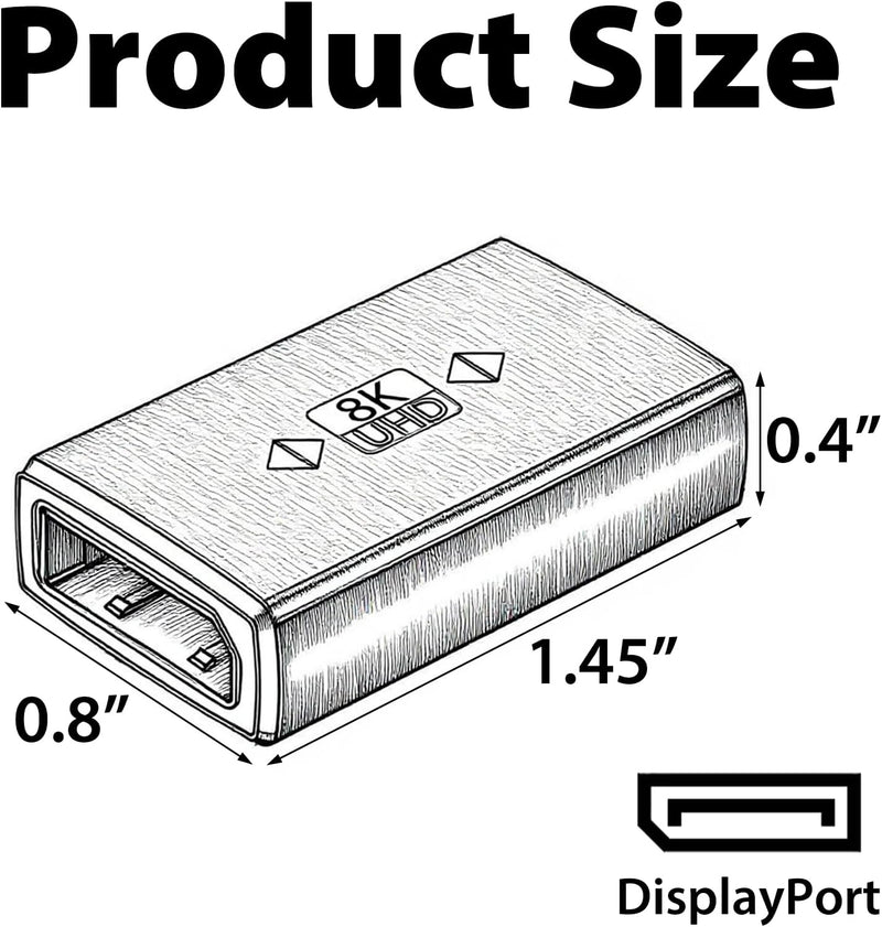 Cyberguys DisplayPort Coupler 2-Pack – 8K@60Hz DP Female to Female Extension Adapter
