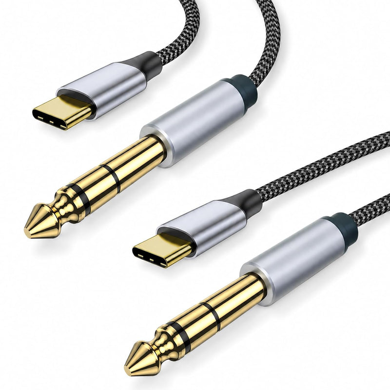 Cyberguys USB-C to 1/4″ Audio Cable – Braided Type-C to 6.35mm TRS Cord