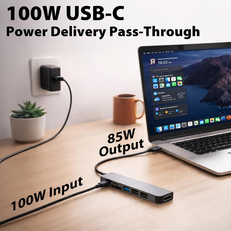 Cyberguys 7-in-1 USB-C Hub with 4K HDMI, 100W PD and Card Reader
