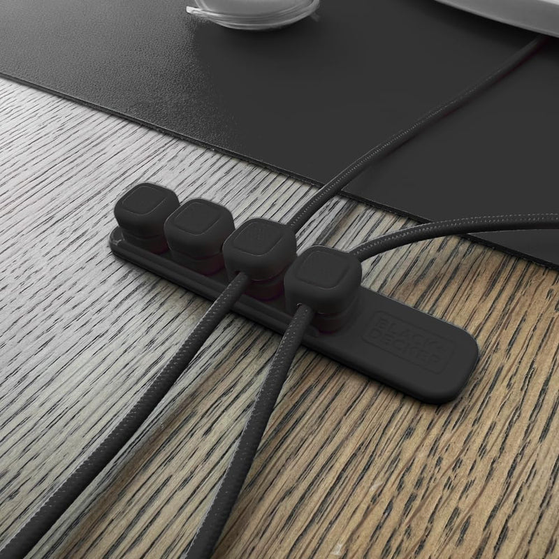 BLACK+DECKER Magnetic Cable Organizer – 4-Pack Adhesive Cord Clips for Cable Management