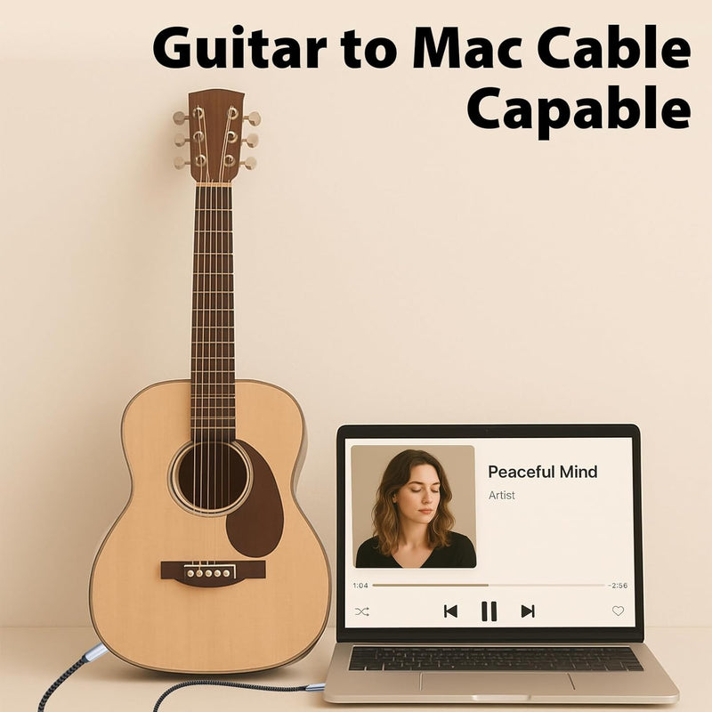 Cyberguys USB-C to 1/4″ Audio Cable – Braided Type-C to 6.35mm TRS Cord