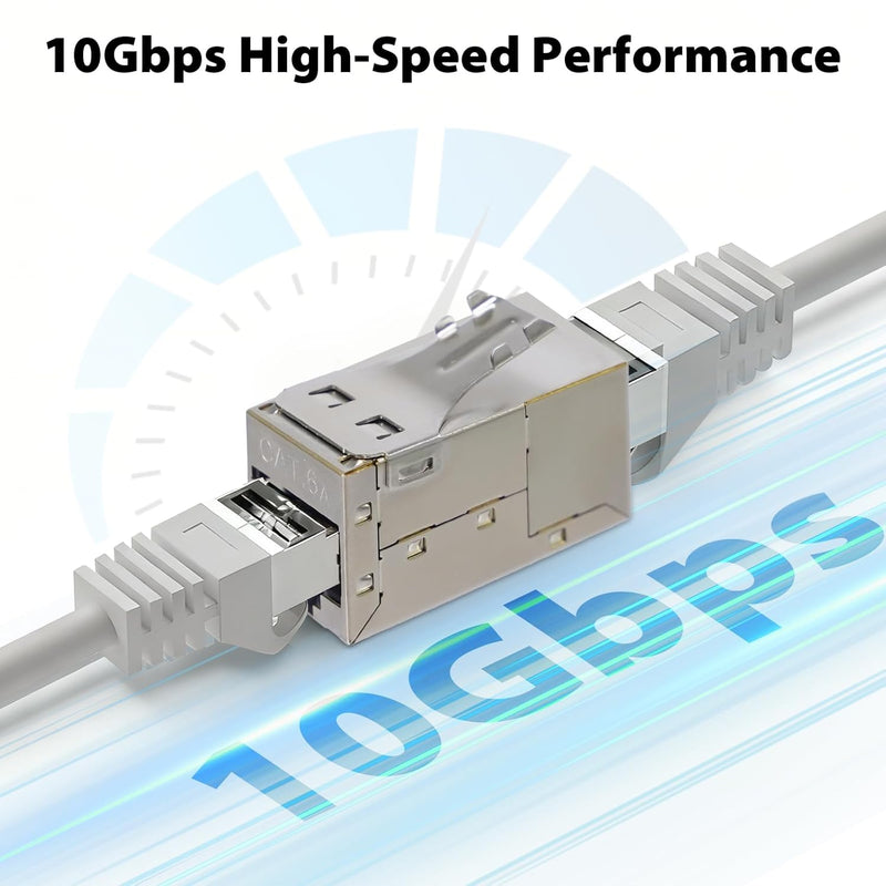 Cyberguys CAT6A Shielded Inline Coupler, Female-to-Female RJ45 – 5-Pack