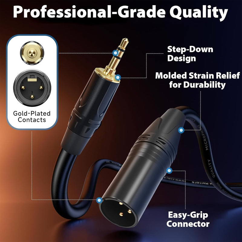 Cyberguys 3.5mm to XLR Male Audio Cable – TRS to XLR Balanced Studio Cord