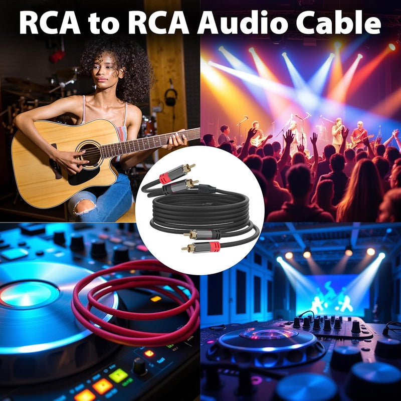 Cyberguys 2RCA to 2RCA Audio Cable – Braided Shielded RCA Male to Male Cord