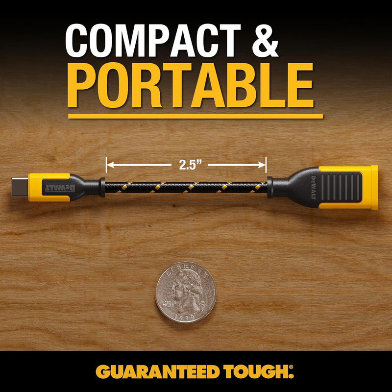 DEWALT USB-A to USB-C Adapter (2-Pack) – Heavy Duty OTG Converter for iPhone, iPad, Samsung, Apple Watch