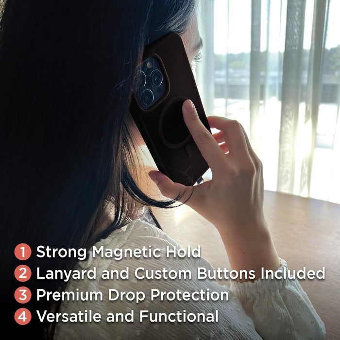BLACK+DECKER for iPhone 15 Series Case, Compatible with MagSafe, Shockproof Military-Grade Protection, Magnetic Phone Case for iPhone 15 Series, Changeable Buttons & Lanyard