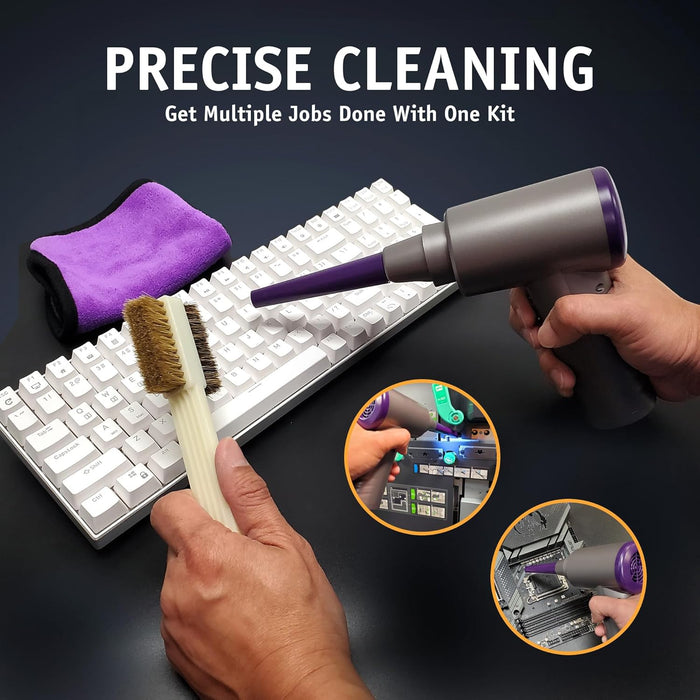 Compressed Air Duster - Rechargeable Electric Air Duster Kit - Eco-Friendly Canned Air Replacement with Complete Cleaning kit
