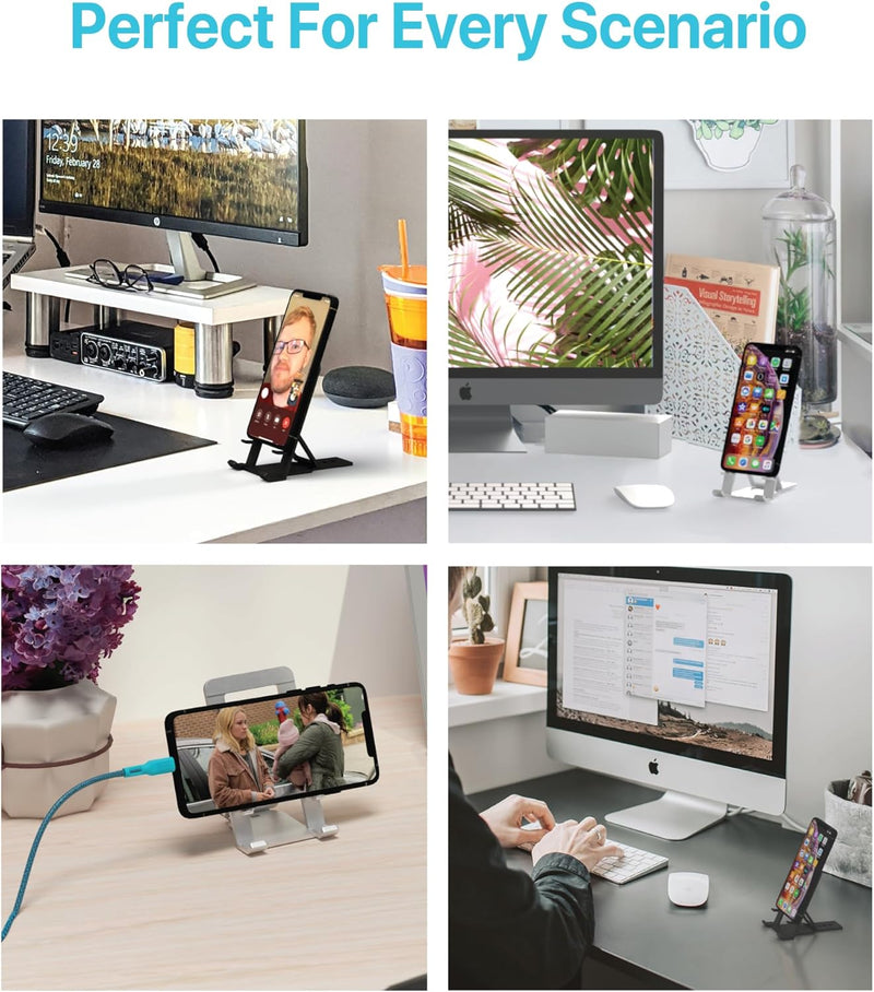BLACK+DECKER Adjustable Phone Stand – Folding Desk & Travel Holder for iPhone, Android