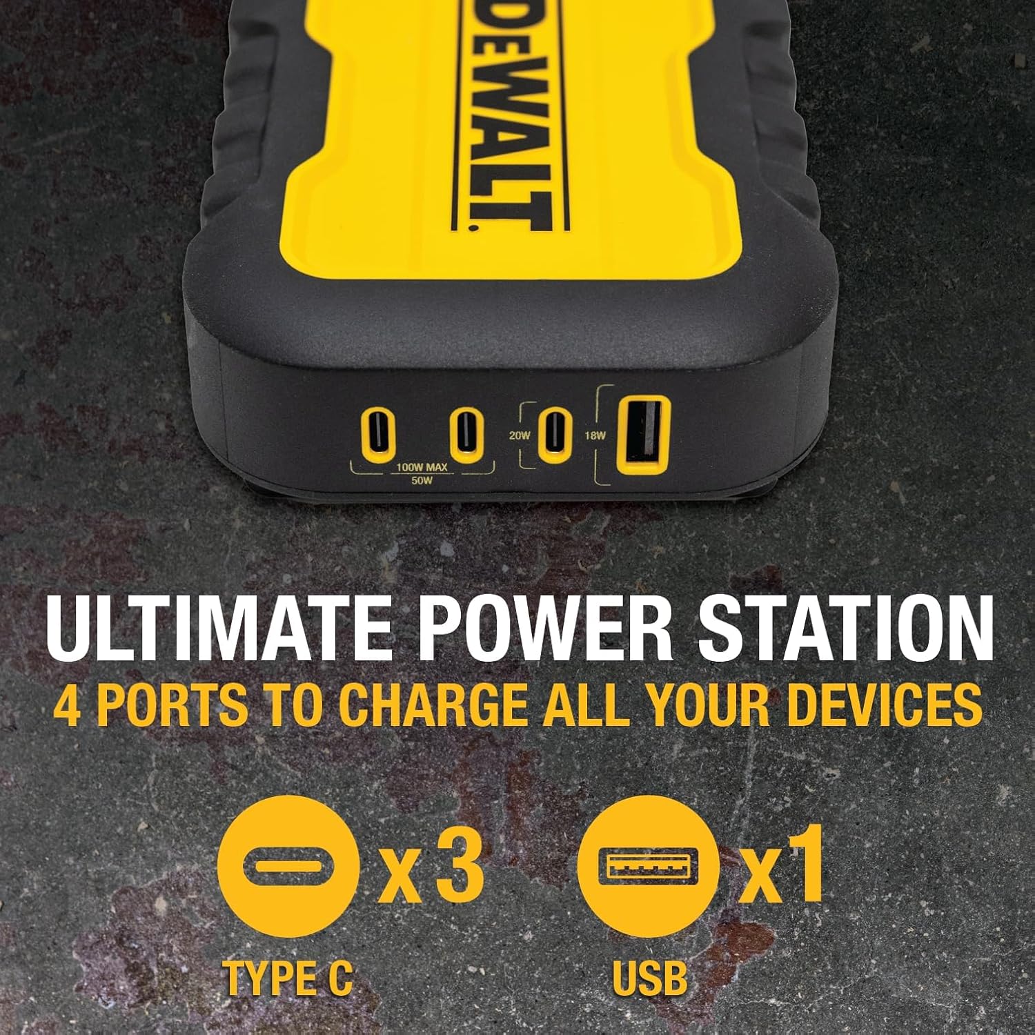 DEWALT 100W 4-Port USB-C Charger Block - Thumbnail 5
