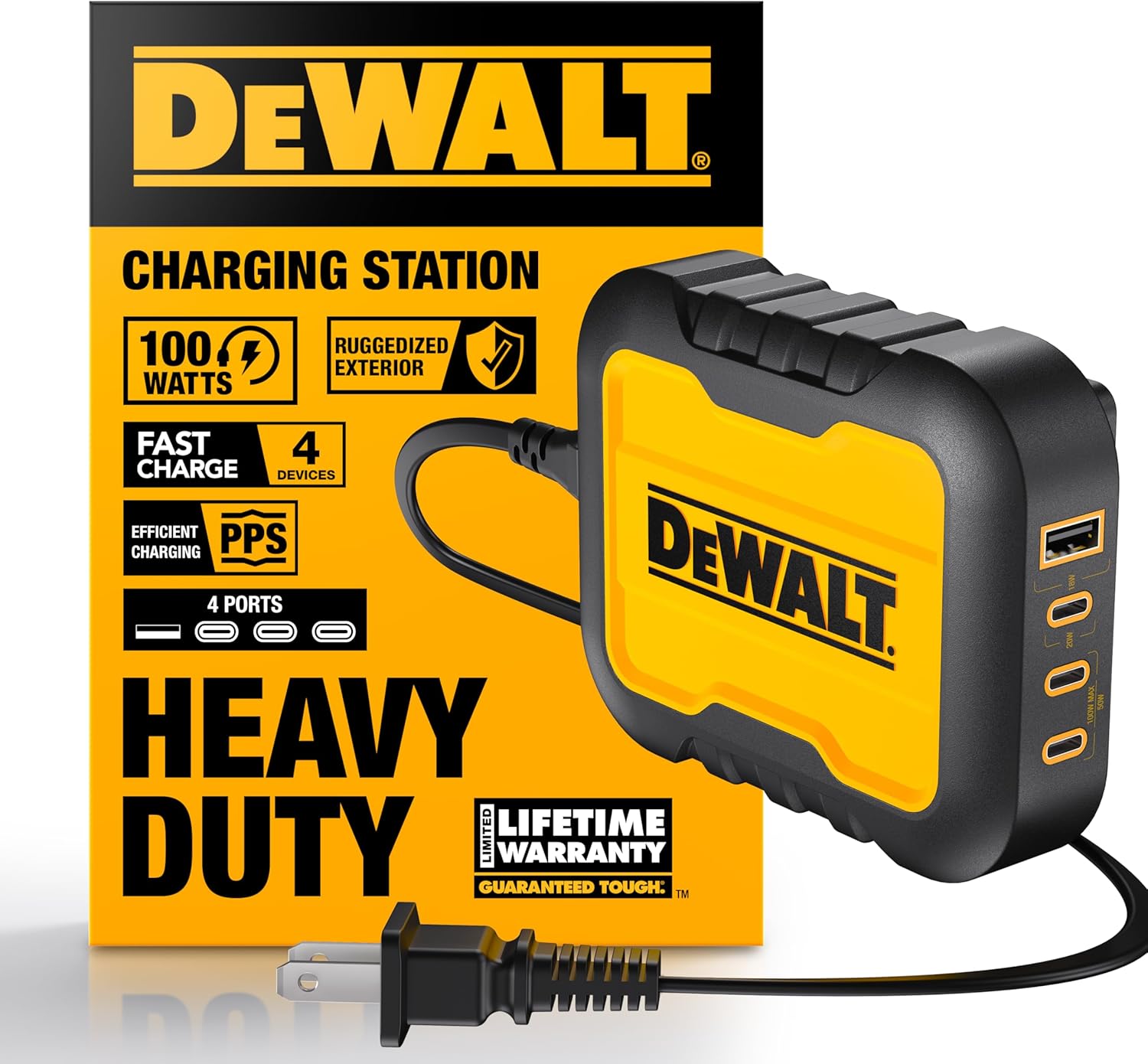 DEWALT 100W 4-Port USB-C Charger Block