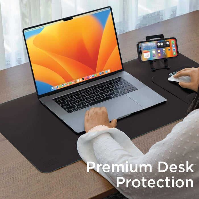 BLACK+DECKER Faux Leather Desk Mat – Keyboard & Mouse Pad, Office Desk Protector