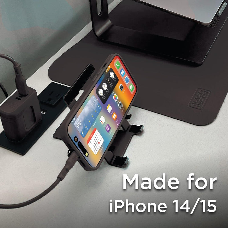 BLACK+DECKER iPhone 15 Series MagSafe Case – Rugged Shockproof, Lanyard, Custom Buttons