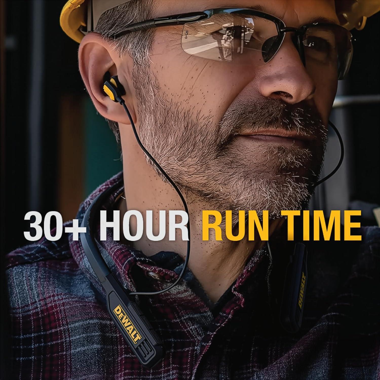 DEWALT Bluetooth Neckband Headphones – 30H Runtime & Noise