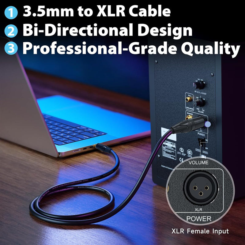 Cyberguys 3.5mm to XLR Male Audio Cable – TRS to XLR Balanced Studio Cord