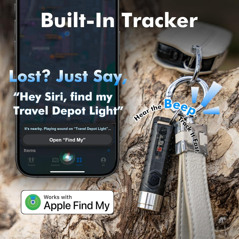 Travel Depot Magnetic Flashlight & Find My Keychain – Rechargeable, Trackable