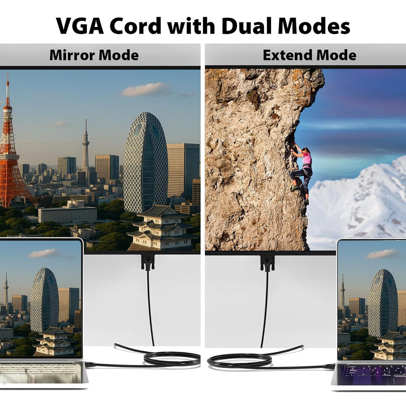 Cyberguys VGA Cable (6ft) – Secure-Latch Gold-Plated VGA Cord for Monitor, Projector & PC