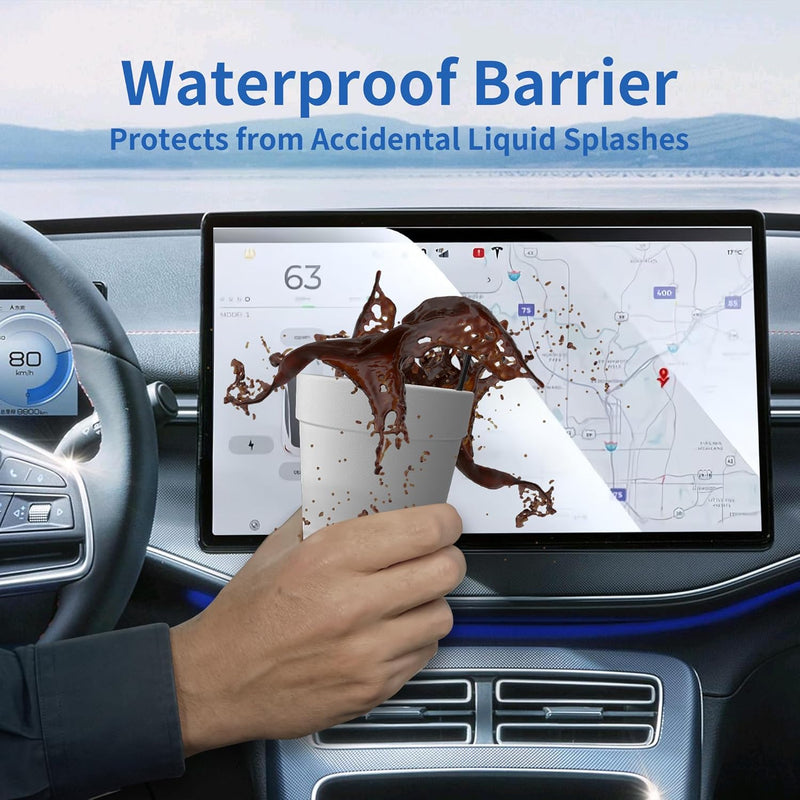 Tesla Model 3/Y Screen Protector – 9H Tempered Glass, Anti-Glare & Anti-Fingerprint with Mounting Frame Kit