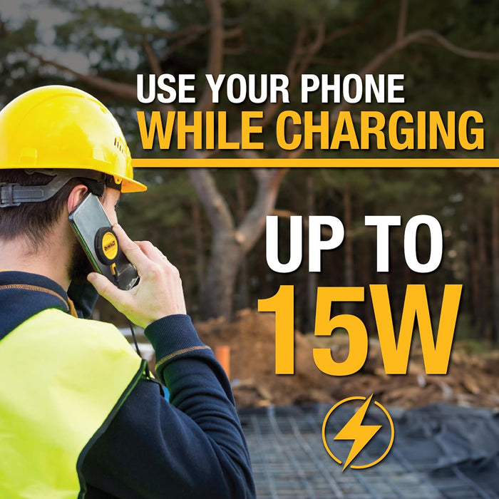 DEWALT Heavy Duty Wireless Charger, 15W Max Cell Phone Charger, Fast Wireless Charging Pad for MagSafe Compatible iPhone 16/16 Plus/16 Pro Max/15/14/13/12, Includes Wall Mounting Plate (No AC Adapter)