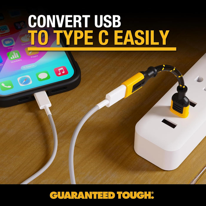 DEWALT Heavy Duty USB-A to USB-C Adapter (2-Pack) – USB-C Female to USB-A OTG Converter for iPhone, iPad, Samsung