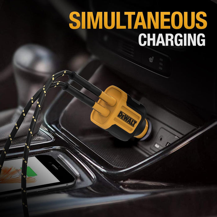 DEWALT Heavy Duty 24W USB Car Charger – Fast Dual-Port Adapter
