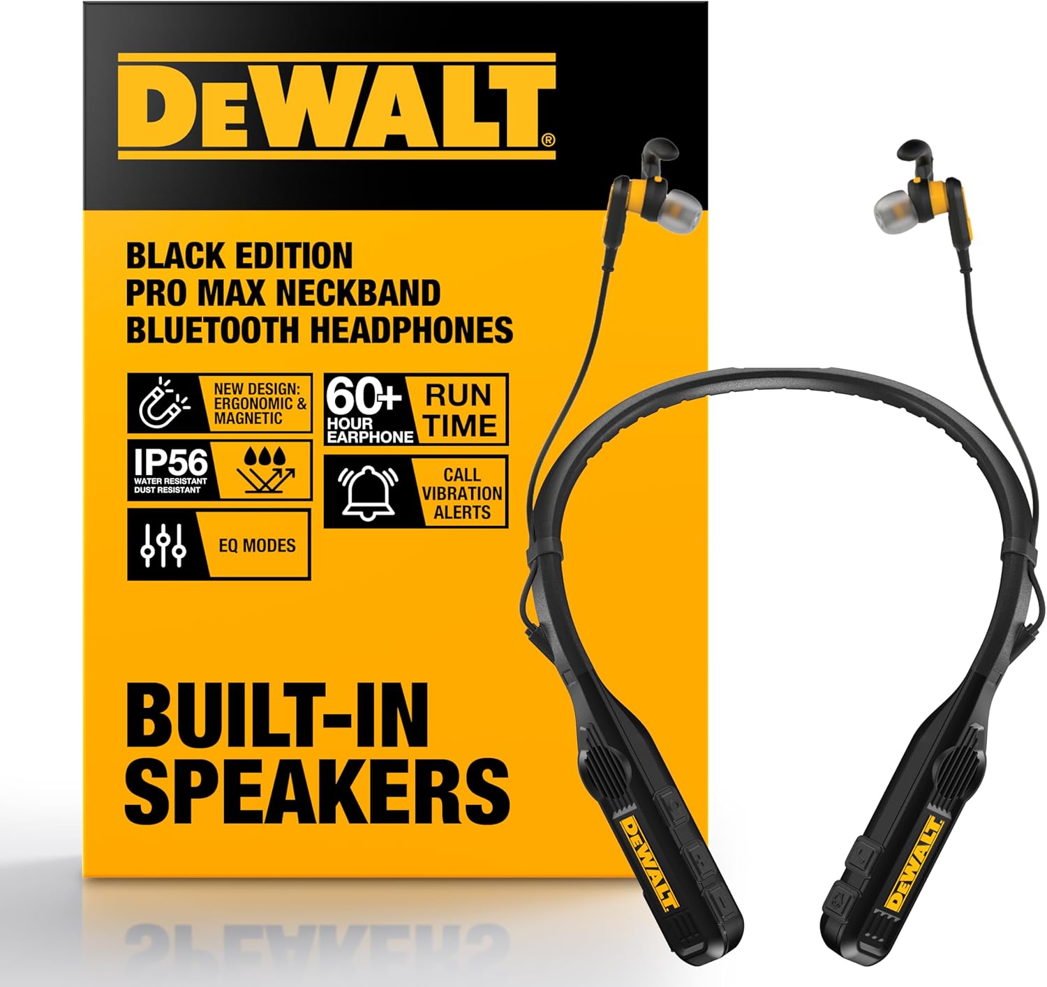 DEWALT Black Edition 2-in-1 Neckband Headphones & Wearable Speaker