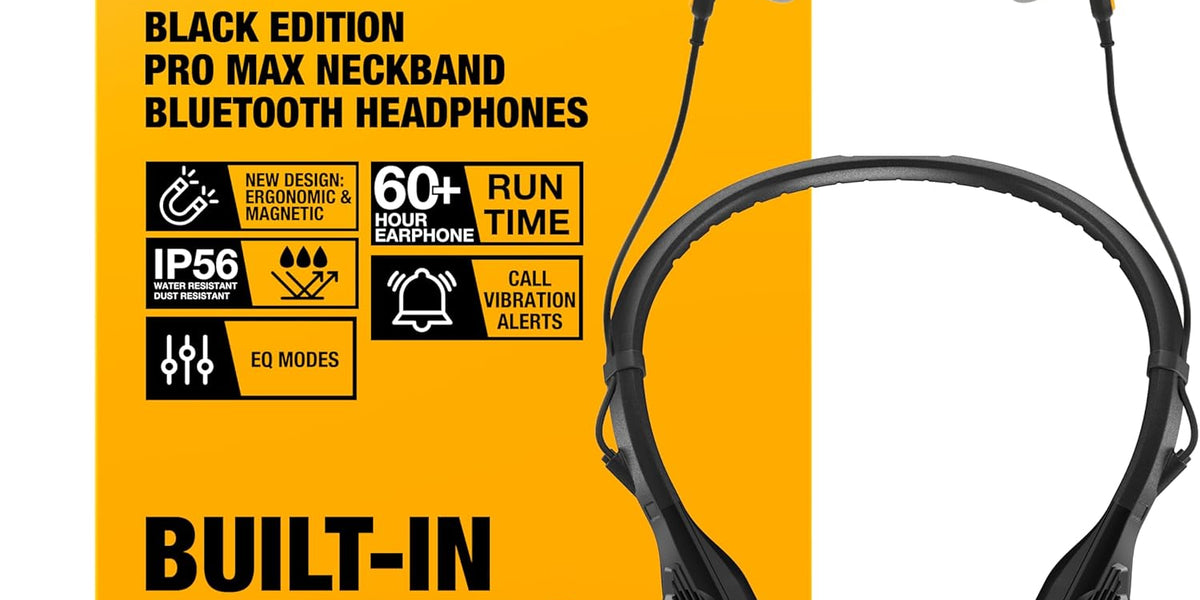 DEWALT Black Edition 2-in-1 Neckband Headphones — Cyberguys