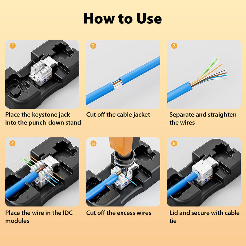 Heavy-Duty Keystone Jack Punch-Down Tool Stand for RJ45 & RJ11 Terminations