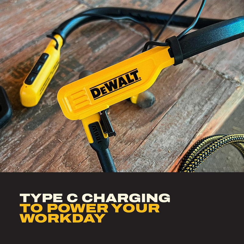 DEWALT Neckband Earphones Gift Bundle with Carrying Case and Carabiner