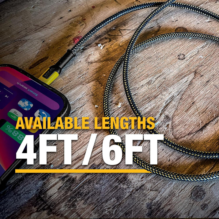 DEWALT 100W USB-C Cable – 6ft Kevlar-Reinforced PD Fast Charging Cord for Jobsite, iPhone, MacBook, Samsung