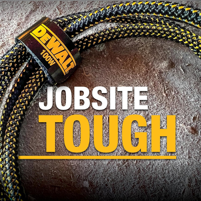 DEWALT 100W USB-C Cable – 6ft Kevlar-Reinforced PD Fast Charging Cord for Jobsite, iPhone, MacBook, Samsung