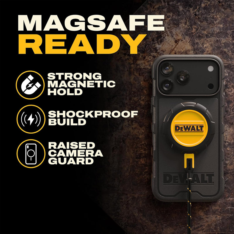 DEWALT Heavy Duty MagSafe Case for iPhone 17 and 18, Shockproof Drop Protection
