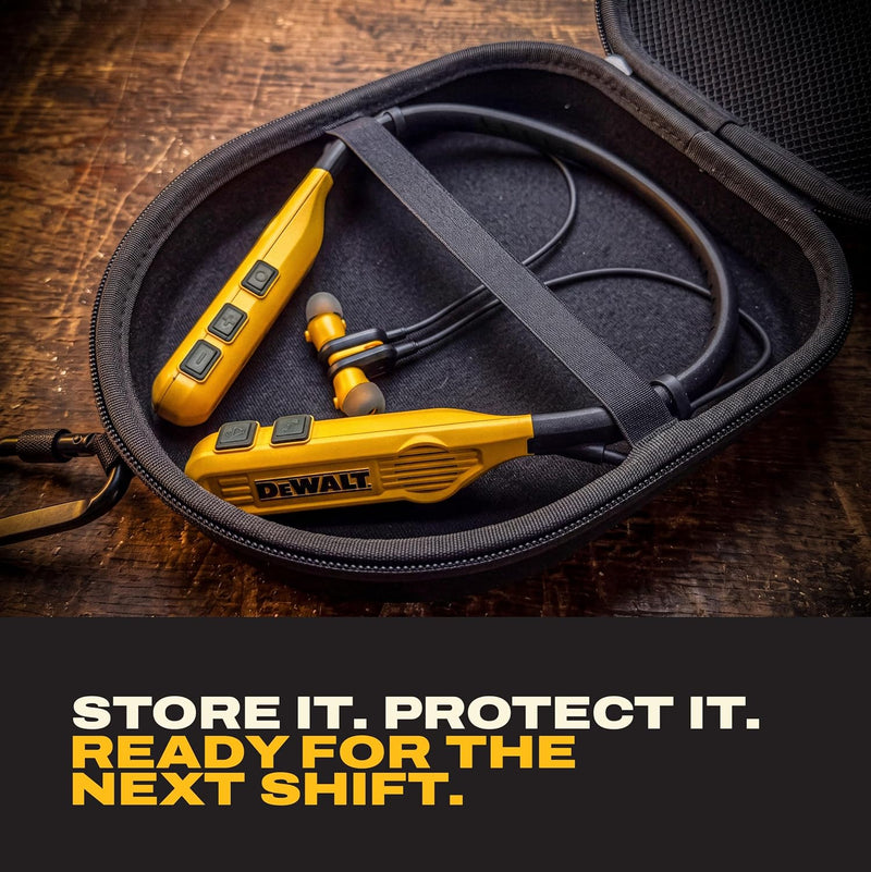 DEWALT Pro Max Neckband Earphones Gift Bundle with Case and Carabiner