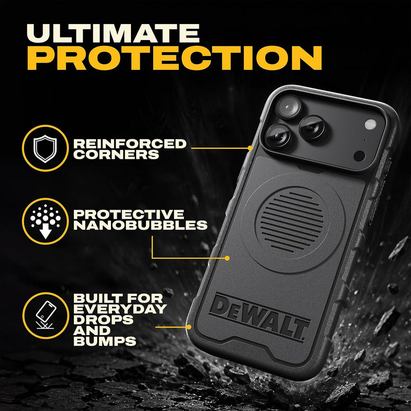 DEWALT Heavy Duty MagSafe Case for iPhone 17 and 18, Shockproof Drop Protection