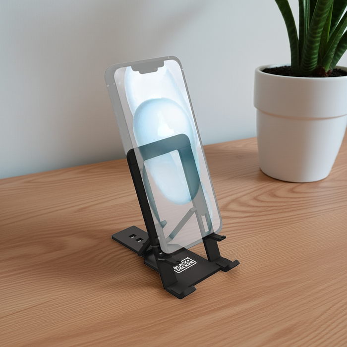BLACK+DECKER Adjustable Phone Stand – Folding Desk & Travel Holder for iPhone, Android
