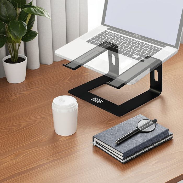 BLACK+DECKER Ergonomic Laptop Stand – Adjustable Aluminum Riser for Desk