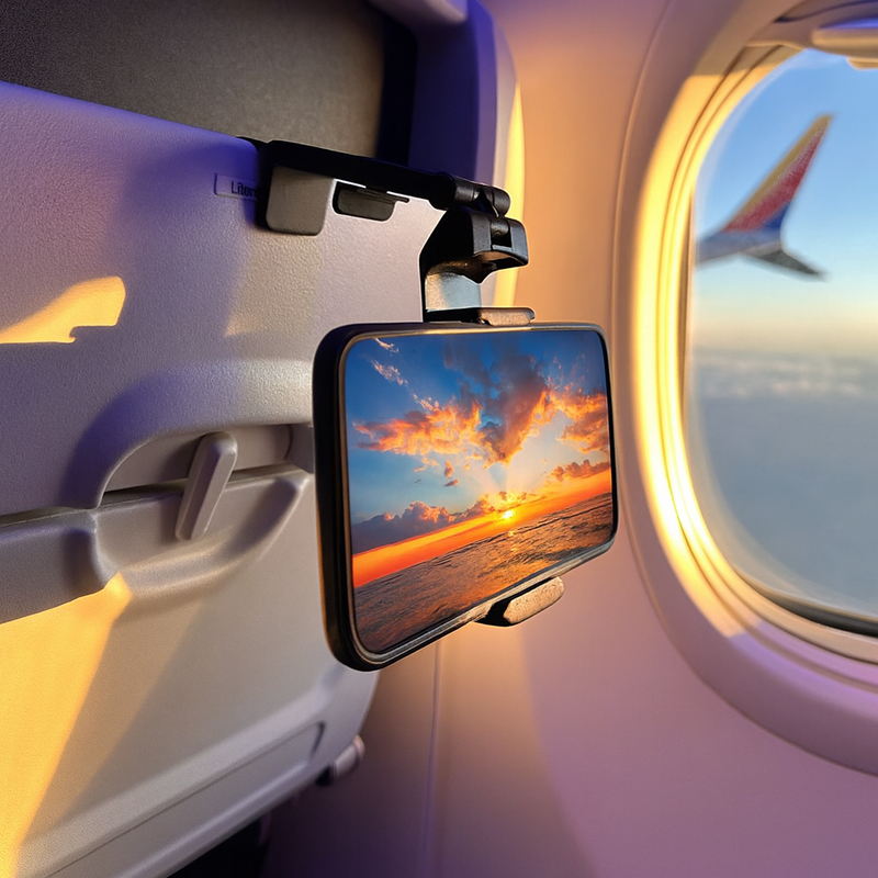 Foldable Phone Stand – Adjustable Desk & Airplane Holder for iPhone, Android, Travel Use