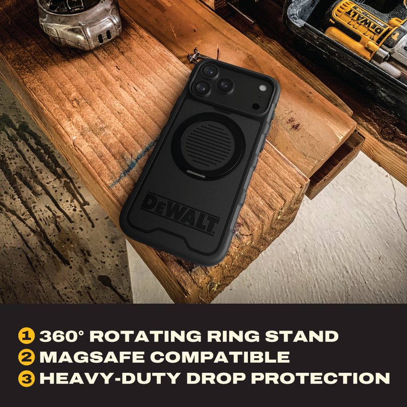 DEWALT iPhone 17 Air/Pro/Pro Max Magnetic Case – Rugged Shockproof Cover w/Stand