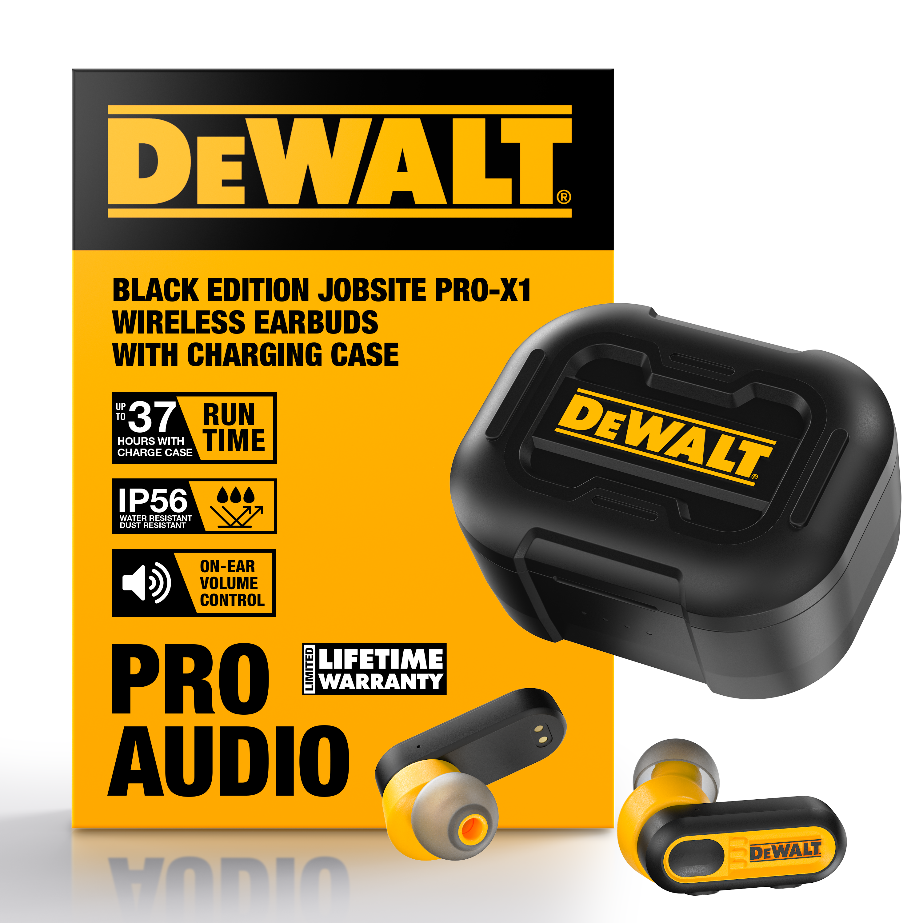 DEWALT Heavy Duty True Wireless Earbuds – Black Edition