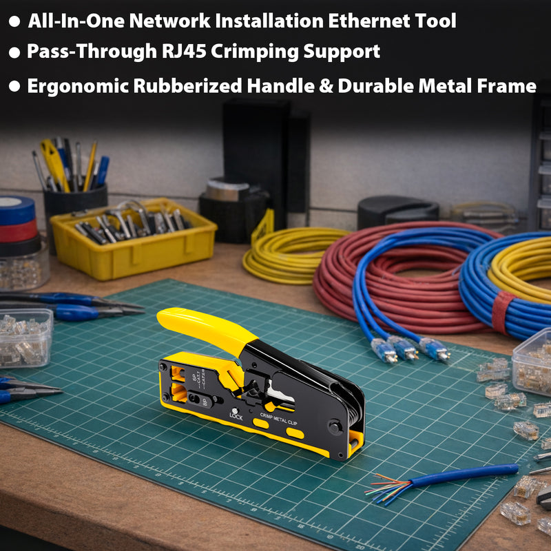 Cyberguys All-in-One Ethernet Crimping Tool, Pass-Through RJ45 with Cutter