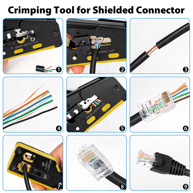 Cyberguys All-in-One Ethernet Crimping Tool, Pass-Through RJ45 with Cutter