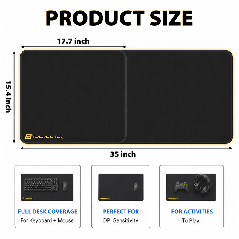 Cyberguys Premium Gaming Mouse Pad, Speed Surface with Anti-Slip Base, 15.4" X 17.7"