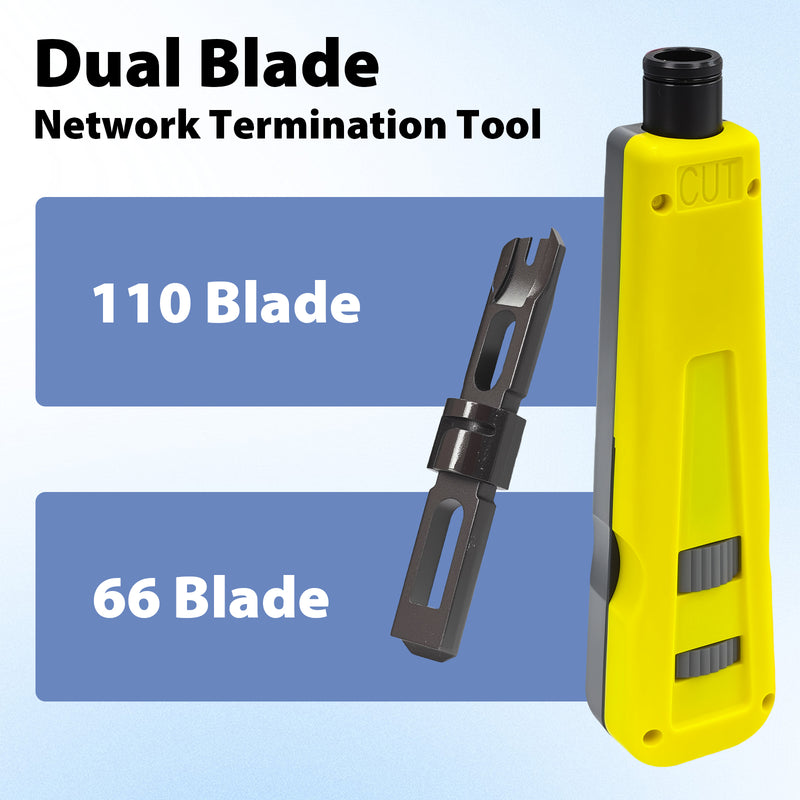 Cyberguys Punch Down Tool with 110 and 66 Blades, Adjustable Impact