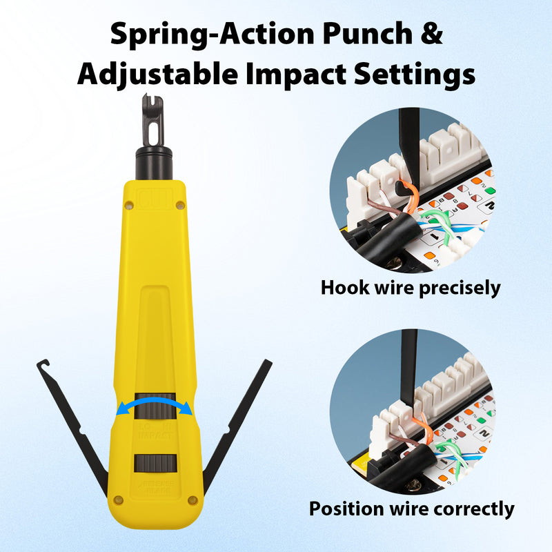 Cyberguys Punch Down Tool with 110 and 66 Blades, Adjustable Impact