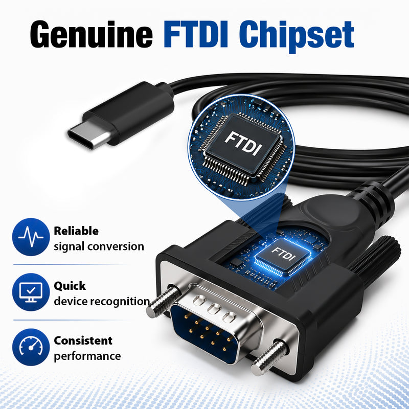 Cyberguys USB-C to RS232 Serial Cable, DB9 Plug and Play Adapter