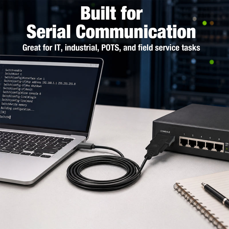 Cyberguys USB-C to RS232 Serial Cable, DB9 Plug and Play Adapter